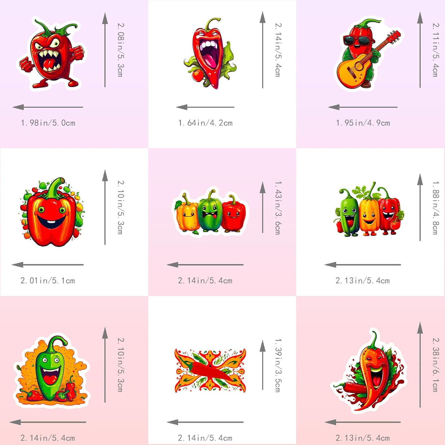 50PCS Funny Chili Mixed Meme Pepper Vinyl Waterproof Stickers – Red