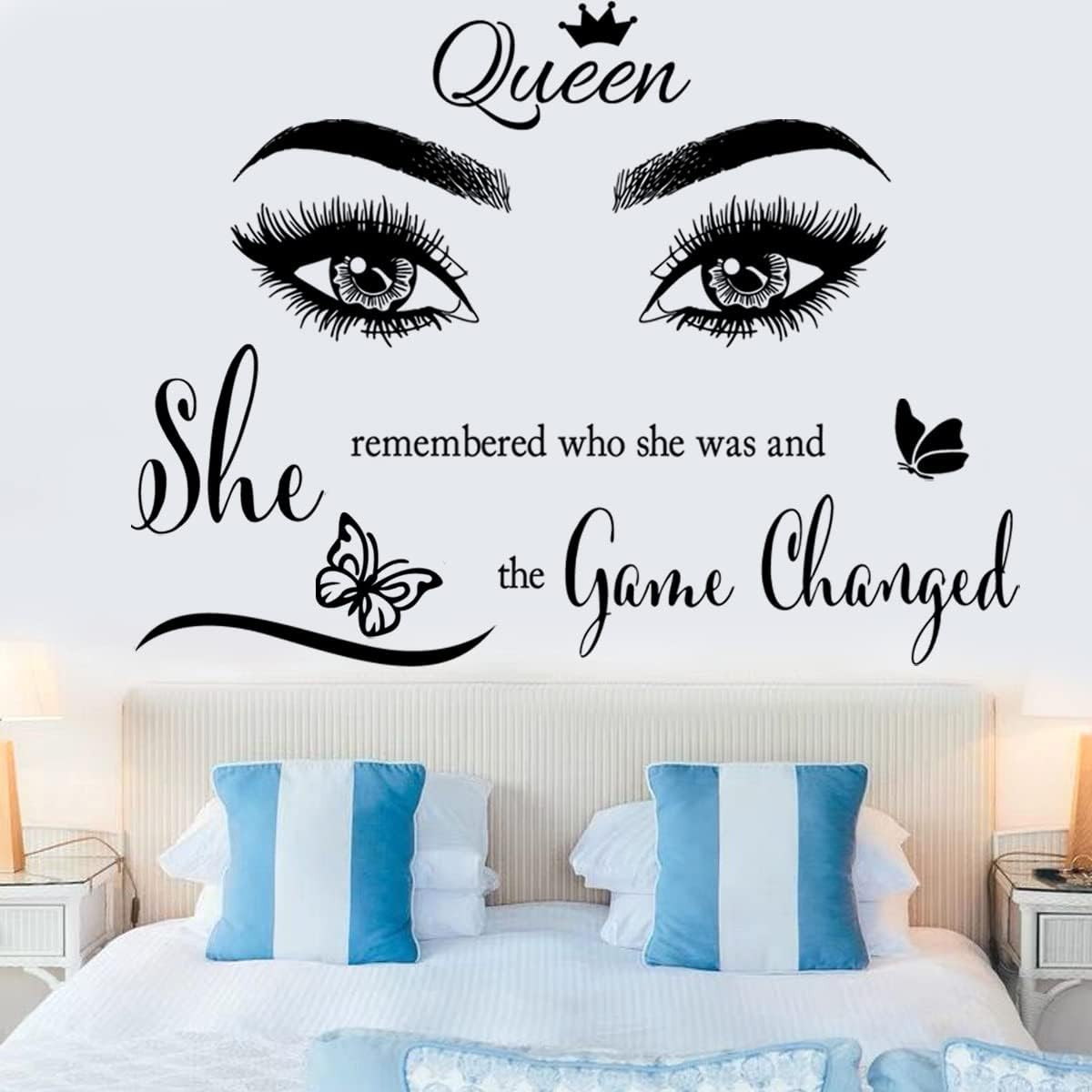 Inspirational Wall Sticker Pretty Eyelashes Eyes Wall Decals Motivational Word L