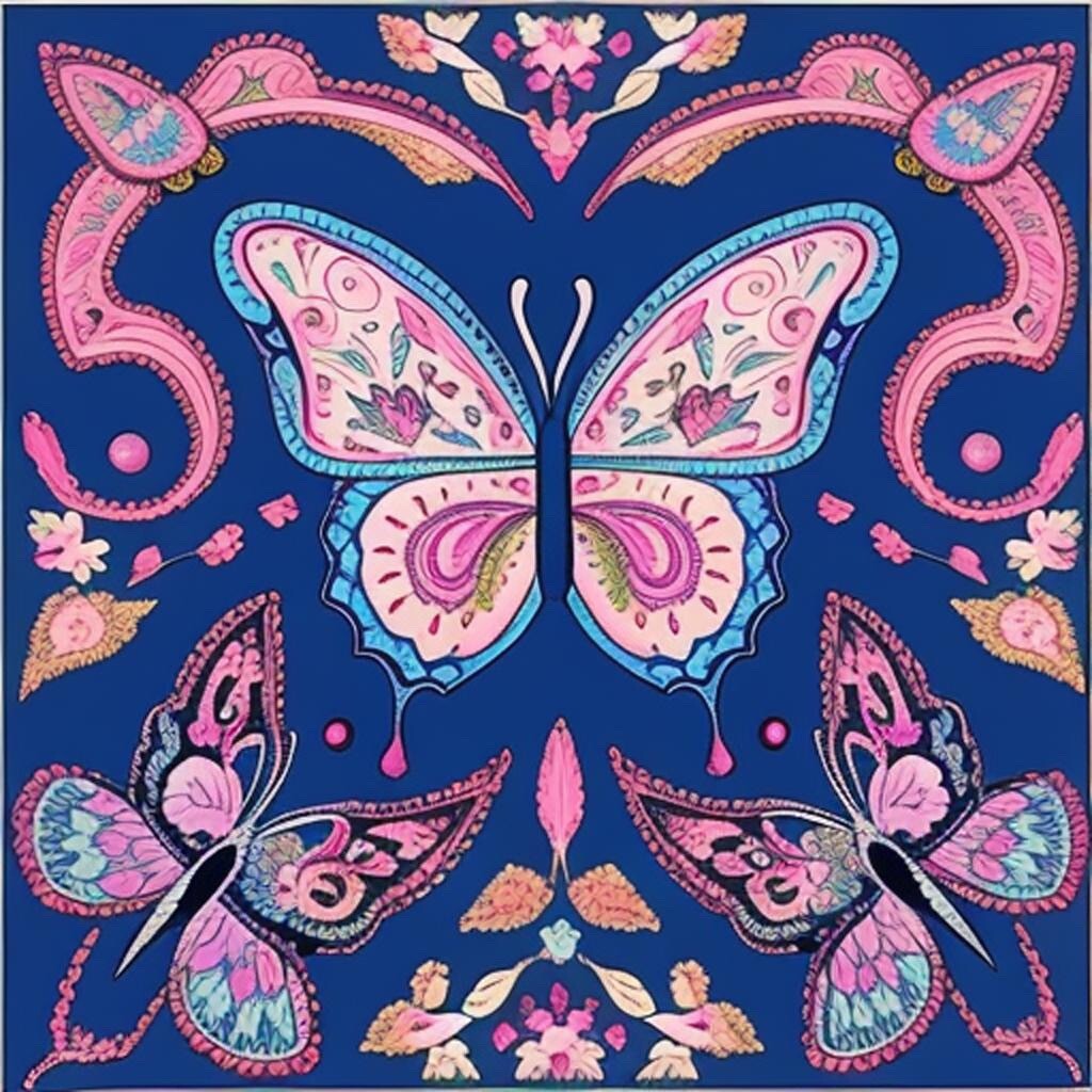 Folk Art Butterfly Sticker 2" Colorful Paisley Blue Purple Design Cute