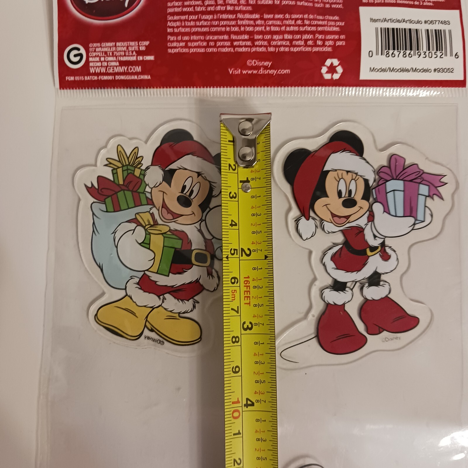 Gemmy Window Gel Clings Christmas Micky & Minnie & Donald Duck & Pluto NEW