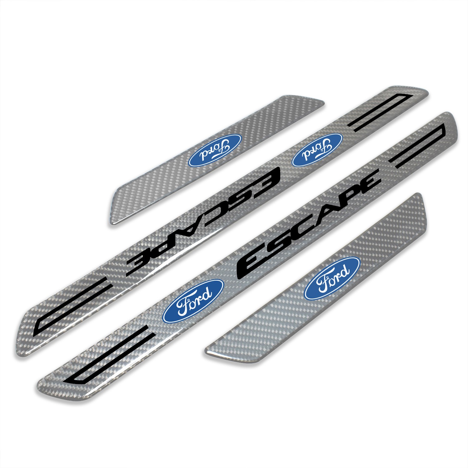 Ford Escape Silver Carbon Fiber Universal Door Sill Protector Kick Plates