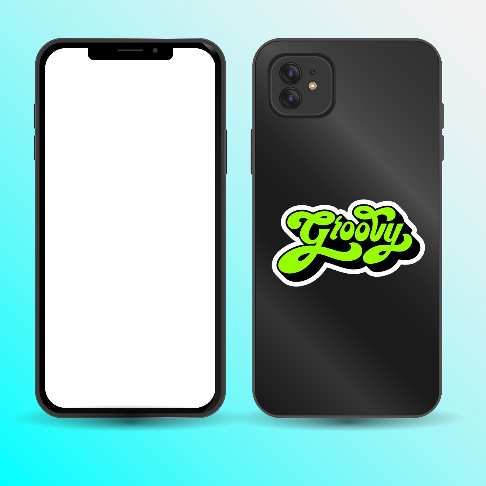 Groovy Sticker Hippy 70's Text Vinyl for Phone Laptop Car Vehicle Decal Lime