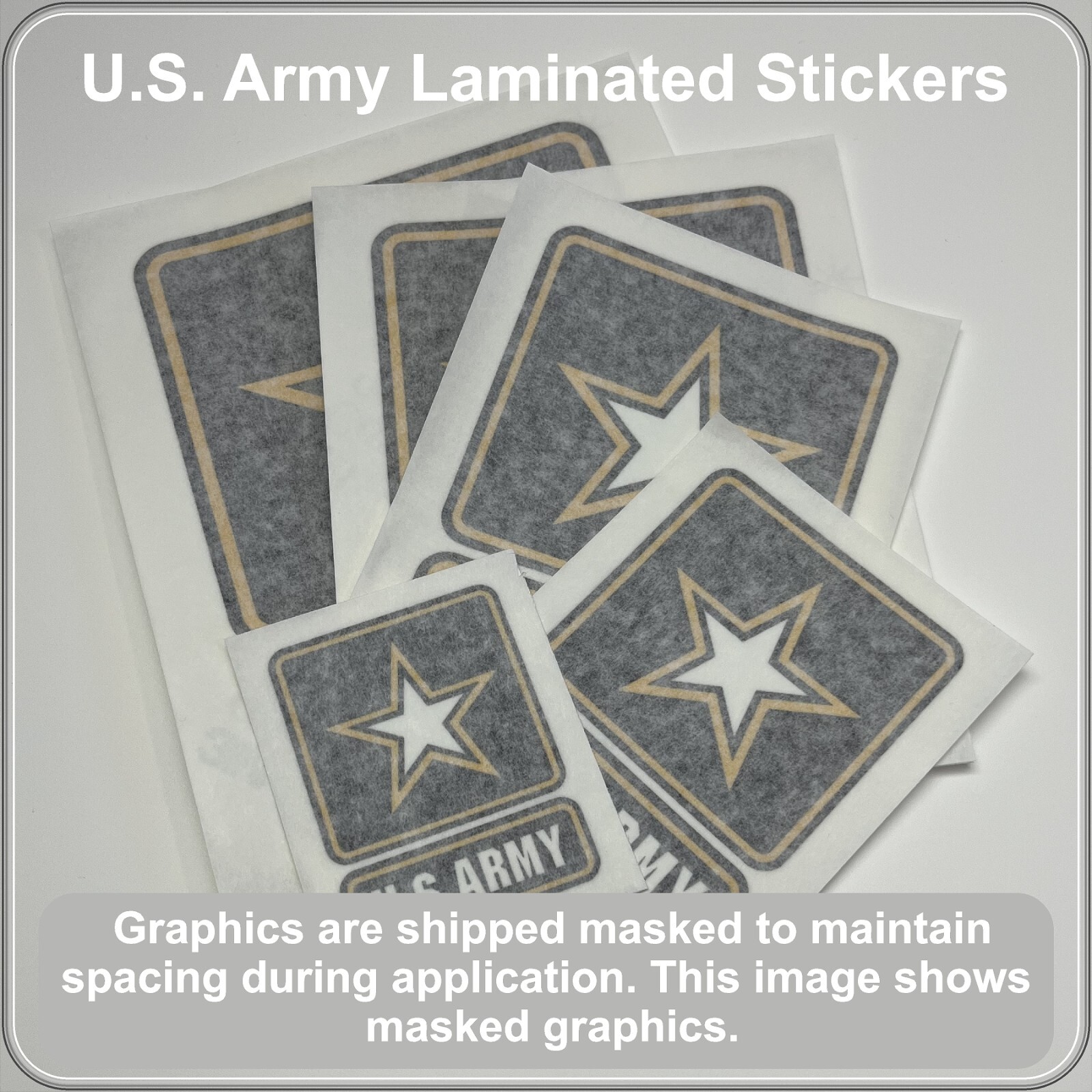US ARMY Logo Laminated & Masked Stickers Choose from 3", 4", 5", 6" or 7" Tall
