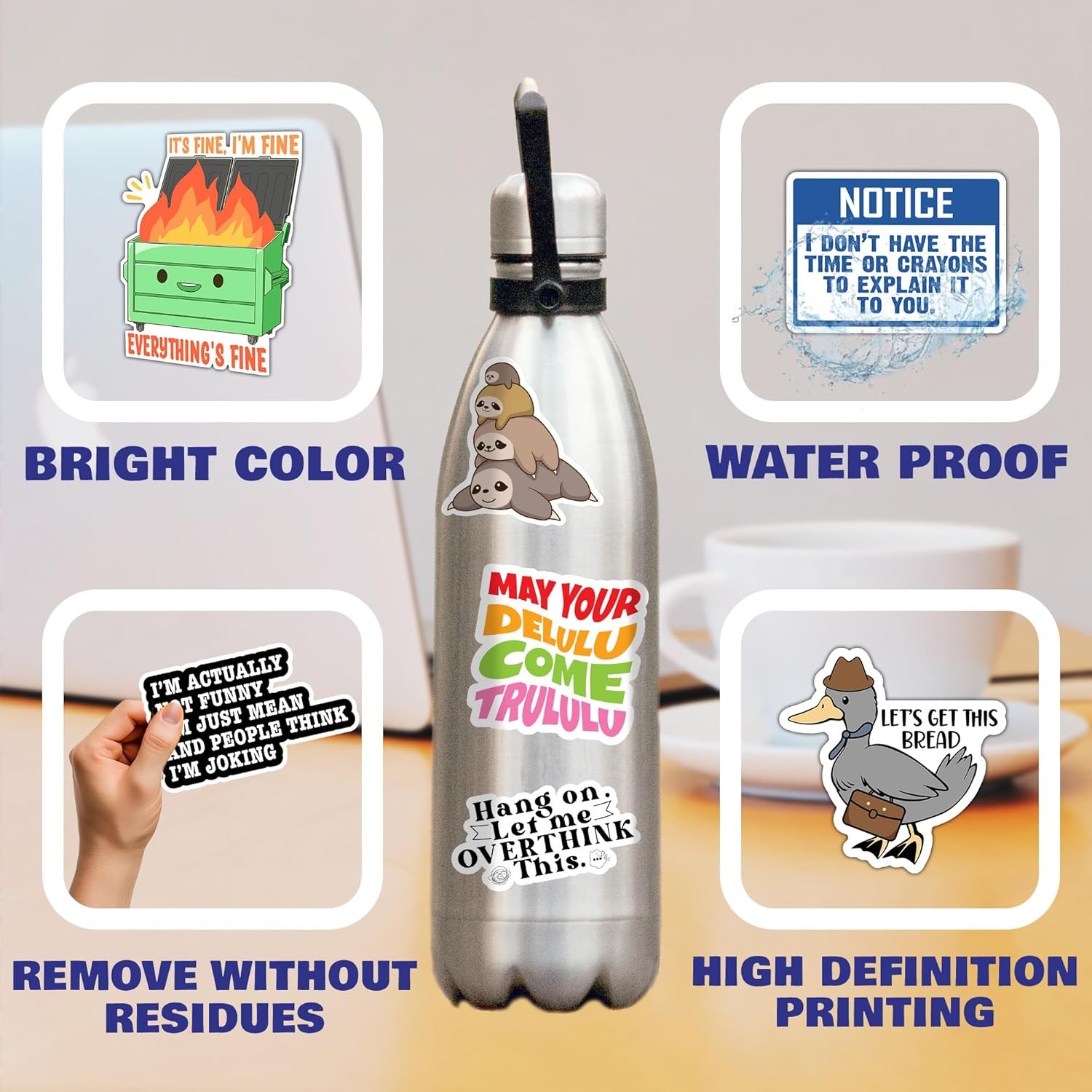 300Pcs Funny Dirty Meme Vinyl Stickers Waterproof for Laptop Water Bottles DIY