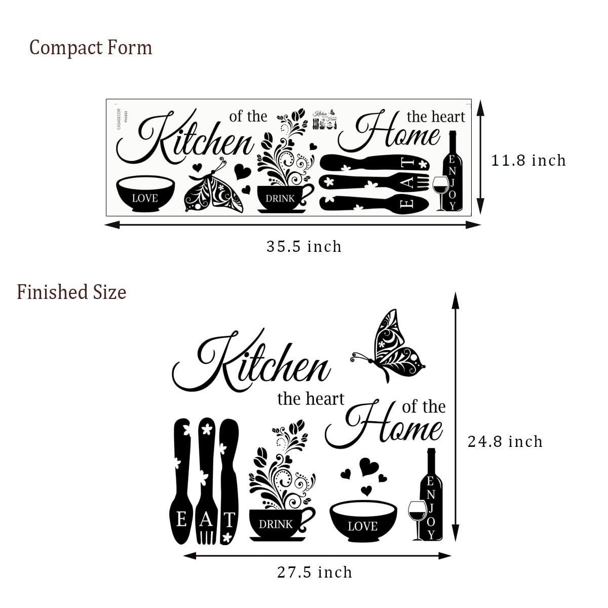 Kitchen Wall Stickers The Heart Of The Home Quotes Vinyl Decals Wall Art Decor