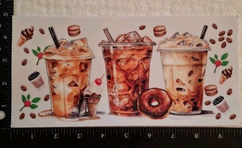 UV DTF Coffee Drinker Theme Cup Wraps Transfer Stickers Set 8 Decals 4 X 9 Inch