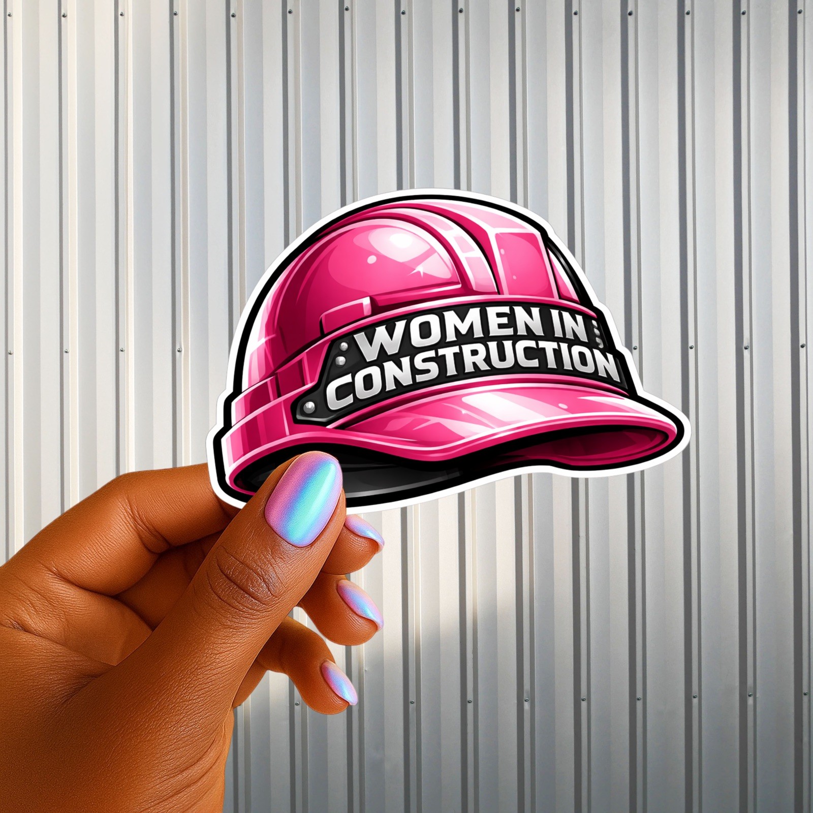 Women In Construction Pink Hard Hat 3” UV DTF Tradeswoman Sticker