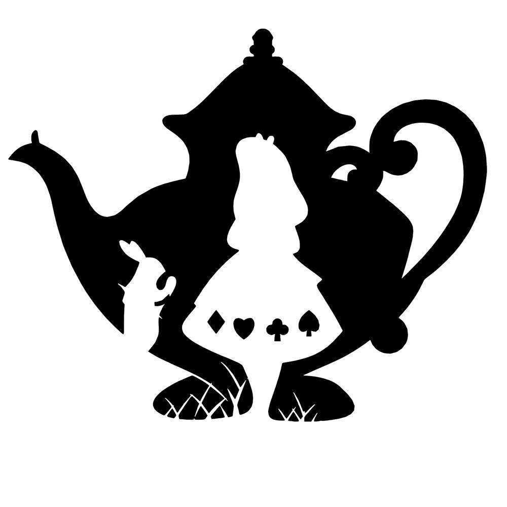 6" Alice in Wonderland White Rabbit in Teapot Vinyl Decal Sticker