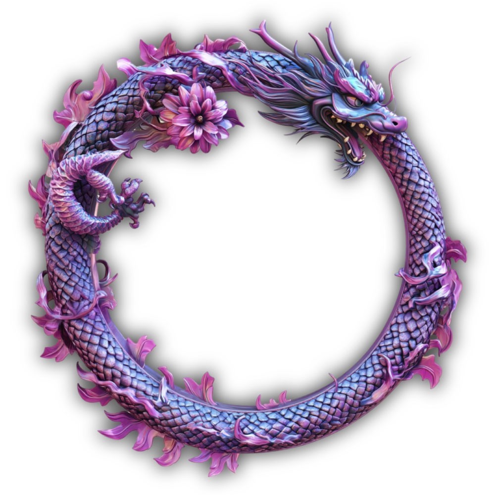 Purple Dragon Eating Tail Round Color Art Cut To Shape Vinyl Sticker