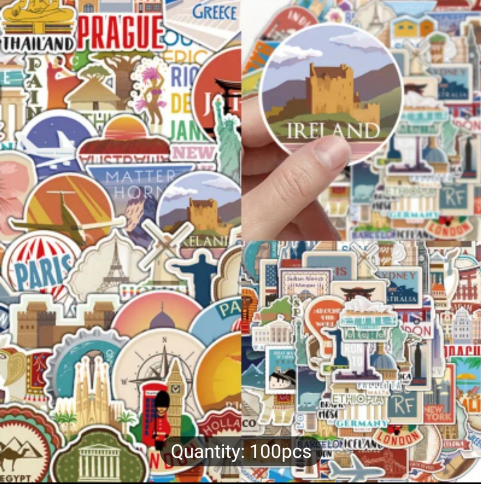 20 PCS Famous Countries Cities Landmarks Locations Travel Stickers BRAND NEW