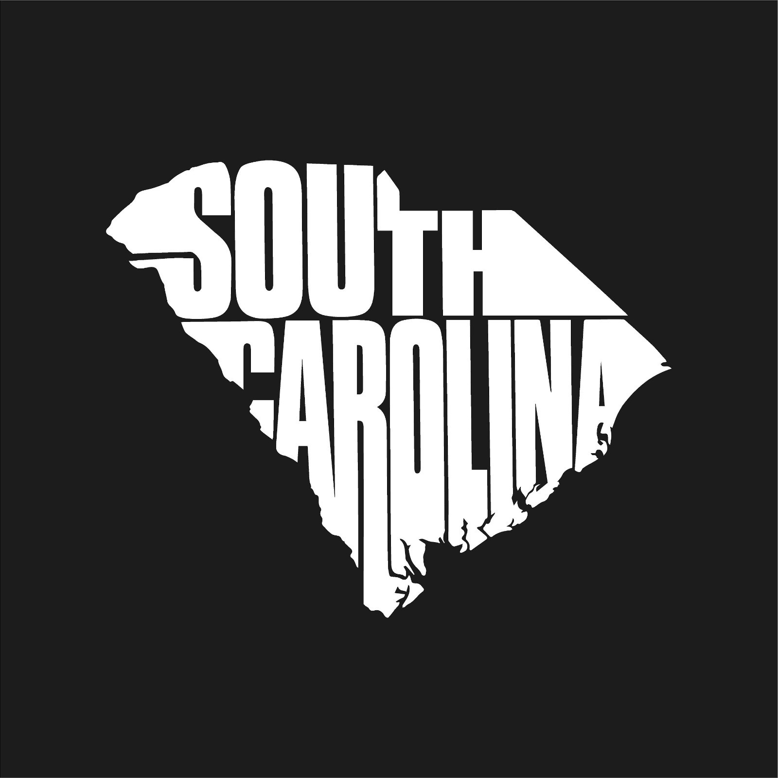 South Carolina Typography Name Outline Vinyl Decal State Word Art sticker
