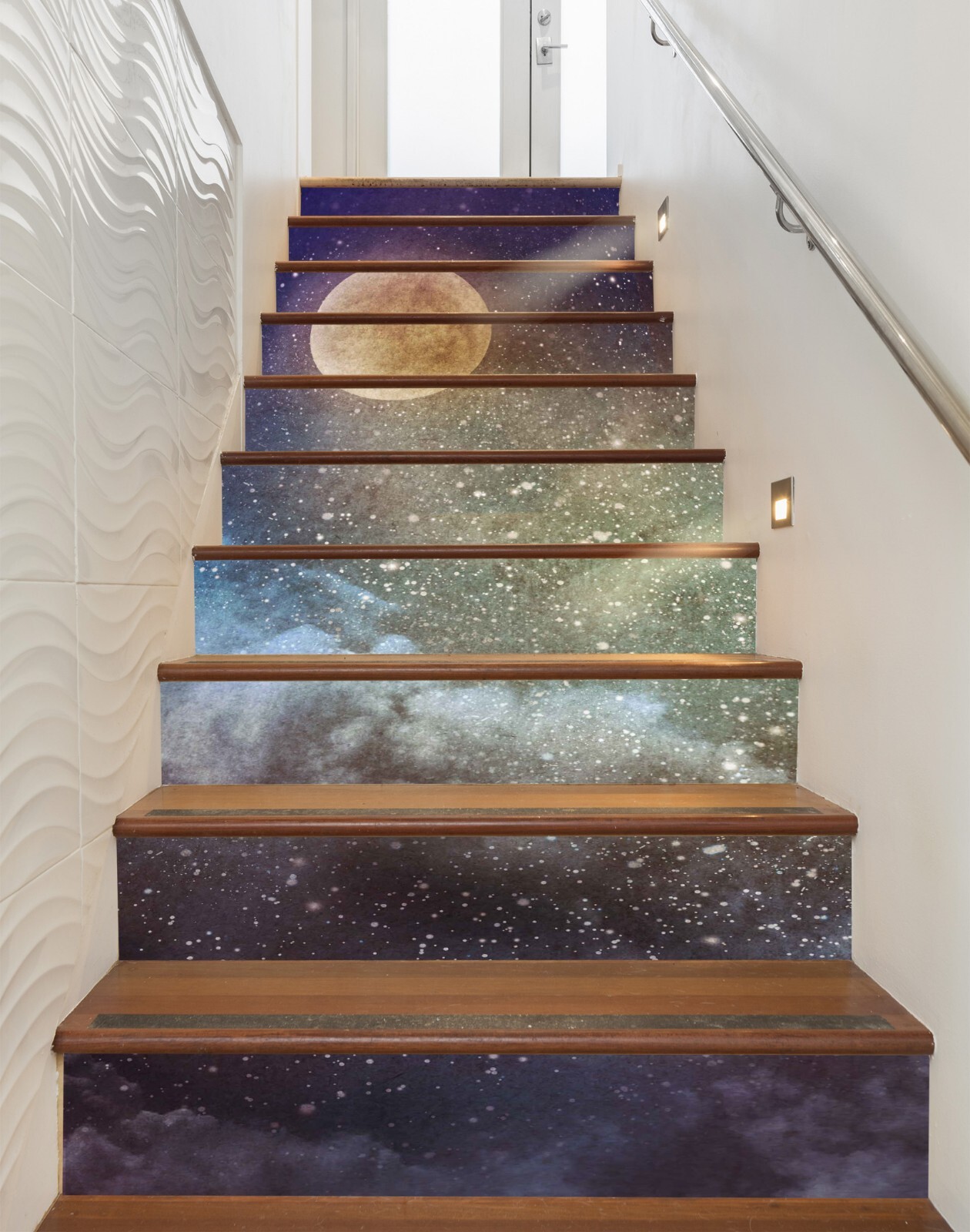 3D Starry Sky Moon AZ468 Stair Risers Decoration Mural Vinyl Wallpaper Kay