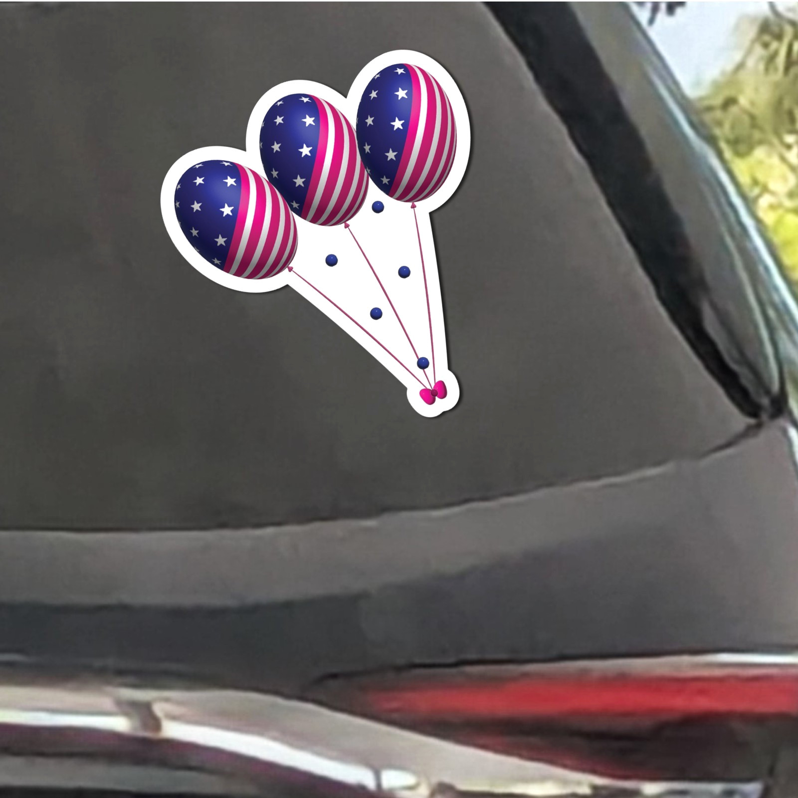 Balloons Vinyl Sticker American Flag Design USA Patriotic Red White Blue Decal