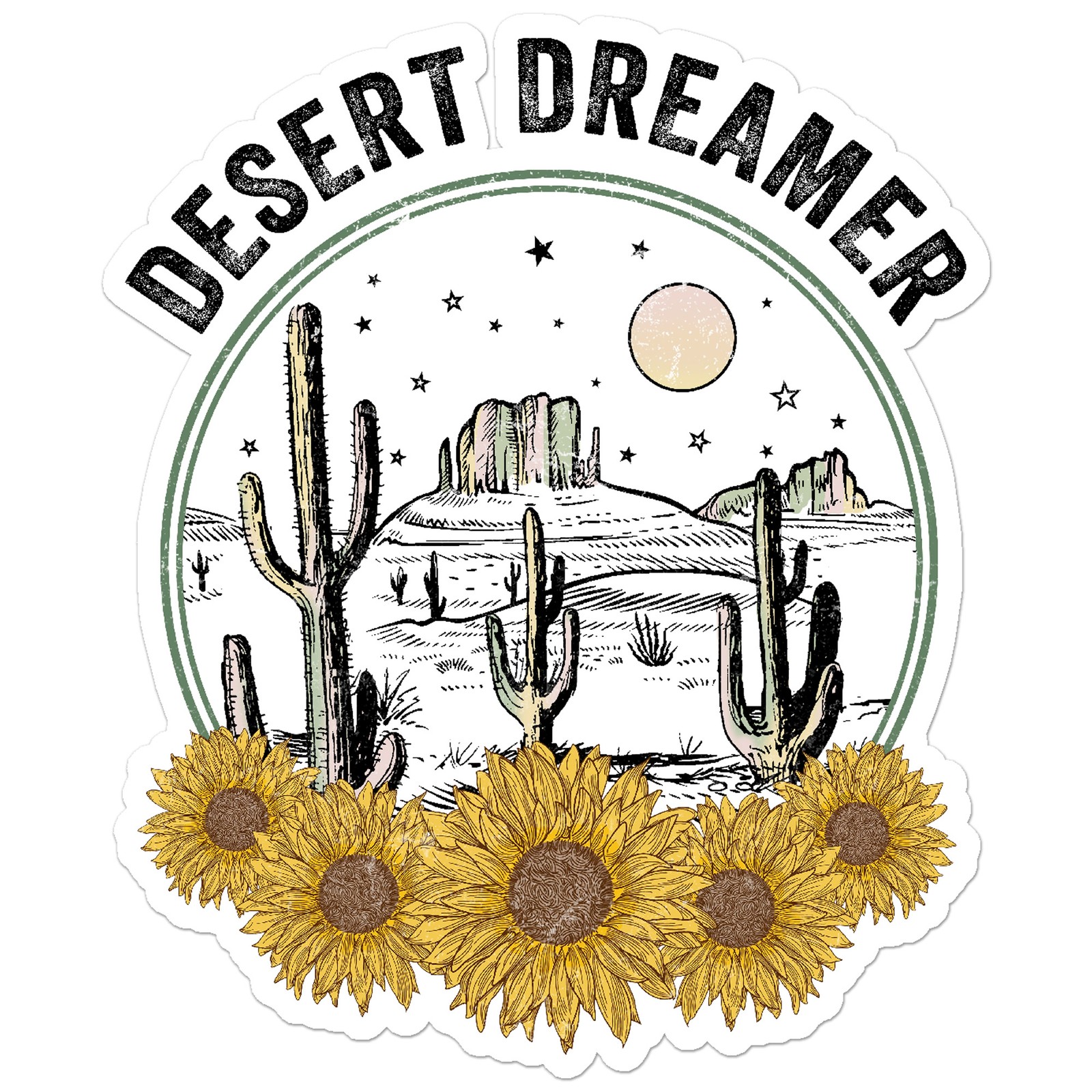 Desert Dreamer Cactus – Vinyl Decal Sticker – Car Window Laptop – ebn8789