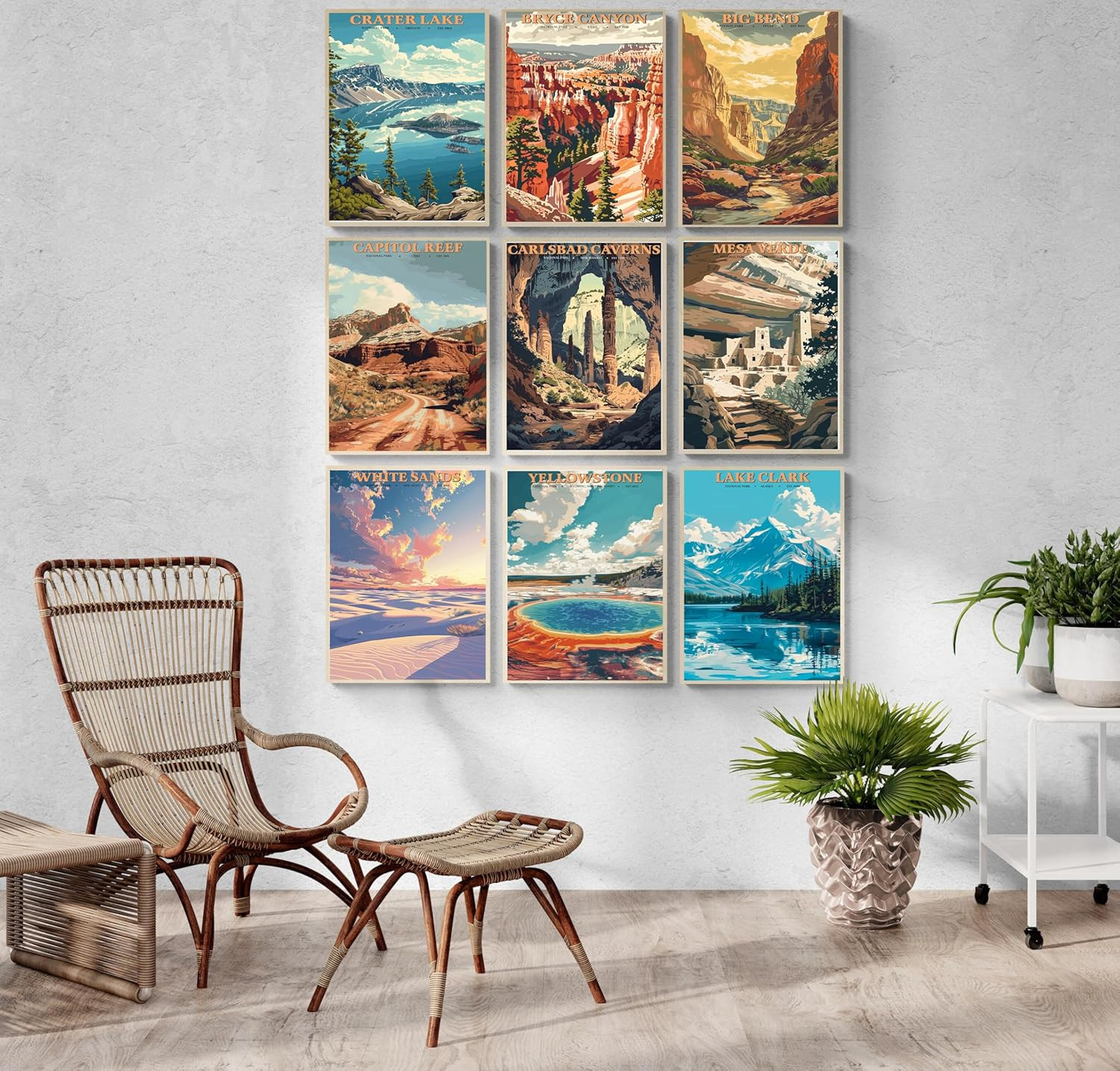 National Park Poster Retro Travel Posters Yellowstone Yosemite Arches Vintage Na