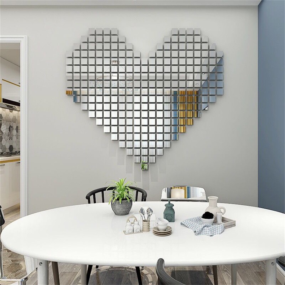 Mirror Stickers Gold Rose Gold Self-adhesive Silver Small Square Tiles