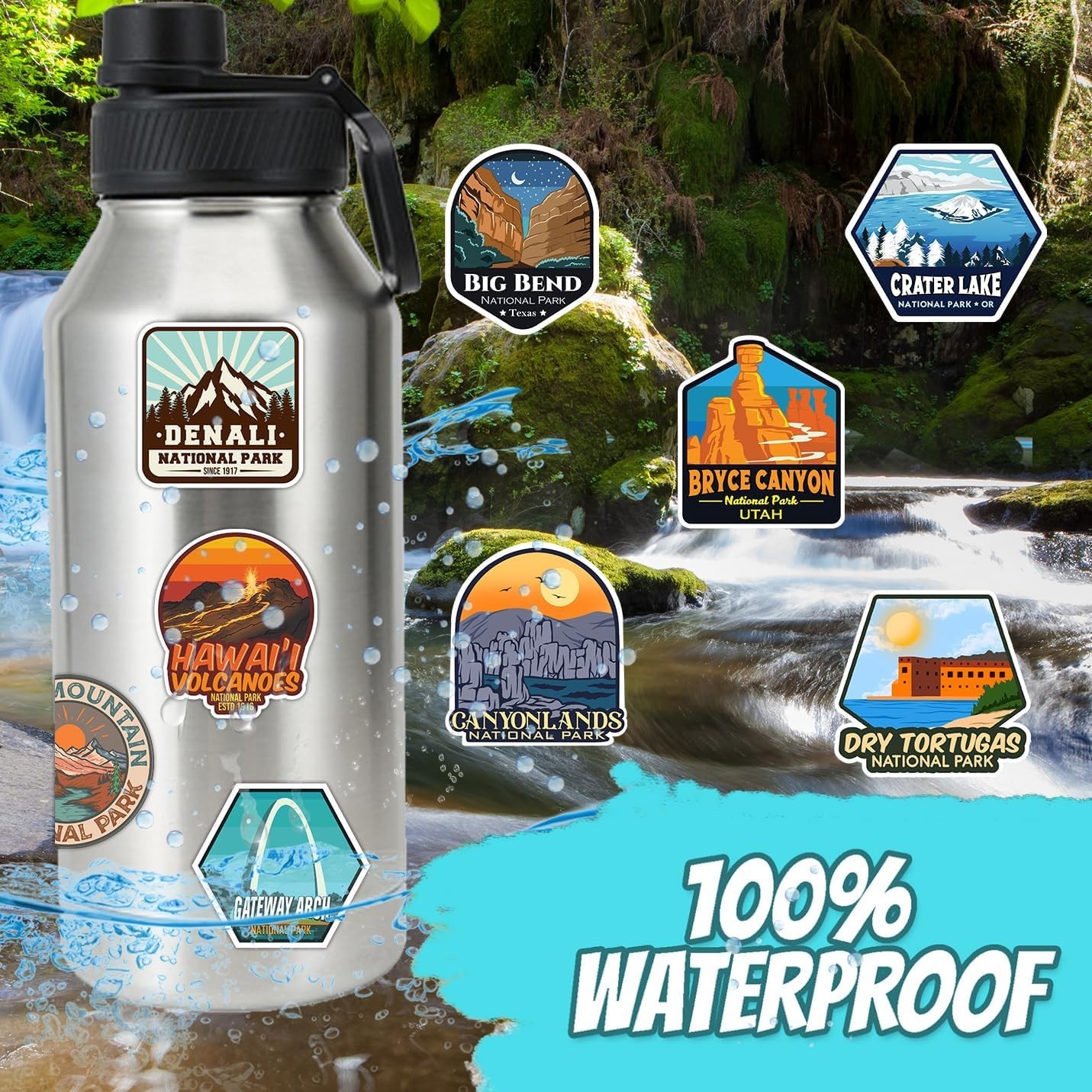 156PCS National Parks Stickers | Outdoor Camping Hiking Waterproof Vinyl Decals