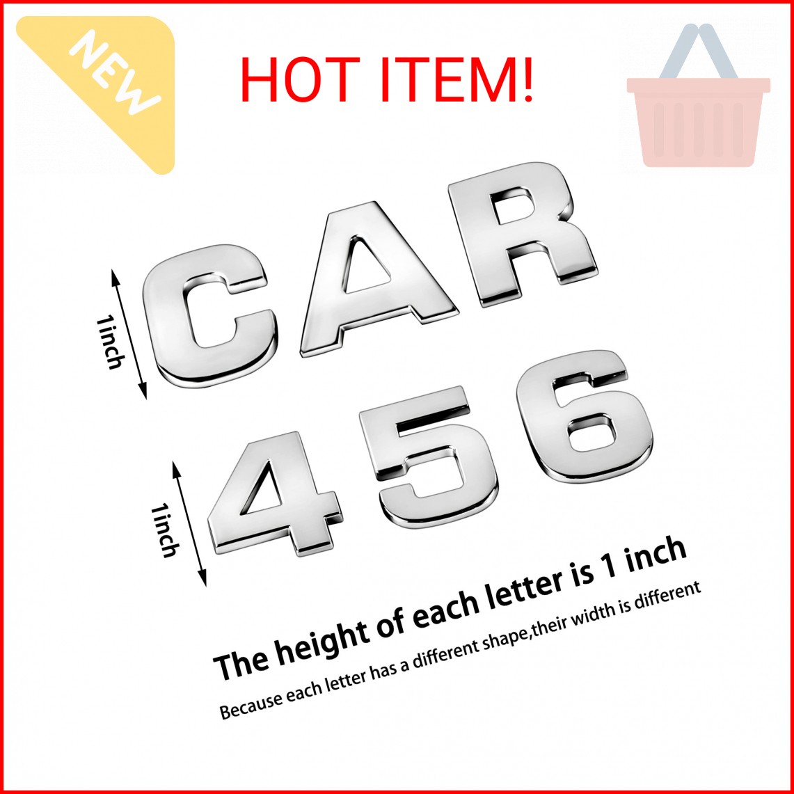 Lamoutor 43Pcs Car Emblem Letters Sticker DIY 3D Chrome Number Symbol Badge Deca