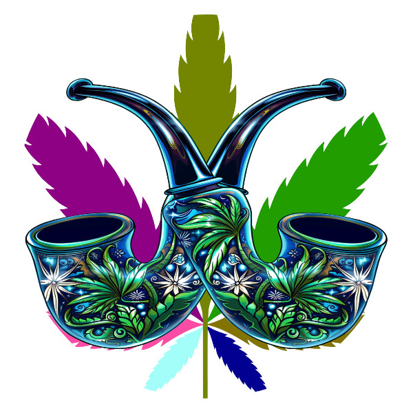 Pot Leaf Twin Pipe Weed Sticker Weatherproof Vinyl Decal Stoner Art Marijuana
