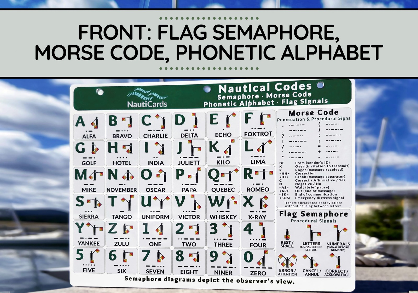 Nautical Flags and Codes Quick Reference: Waterproof, 8.5” x 11”