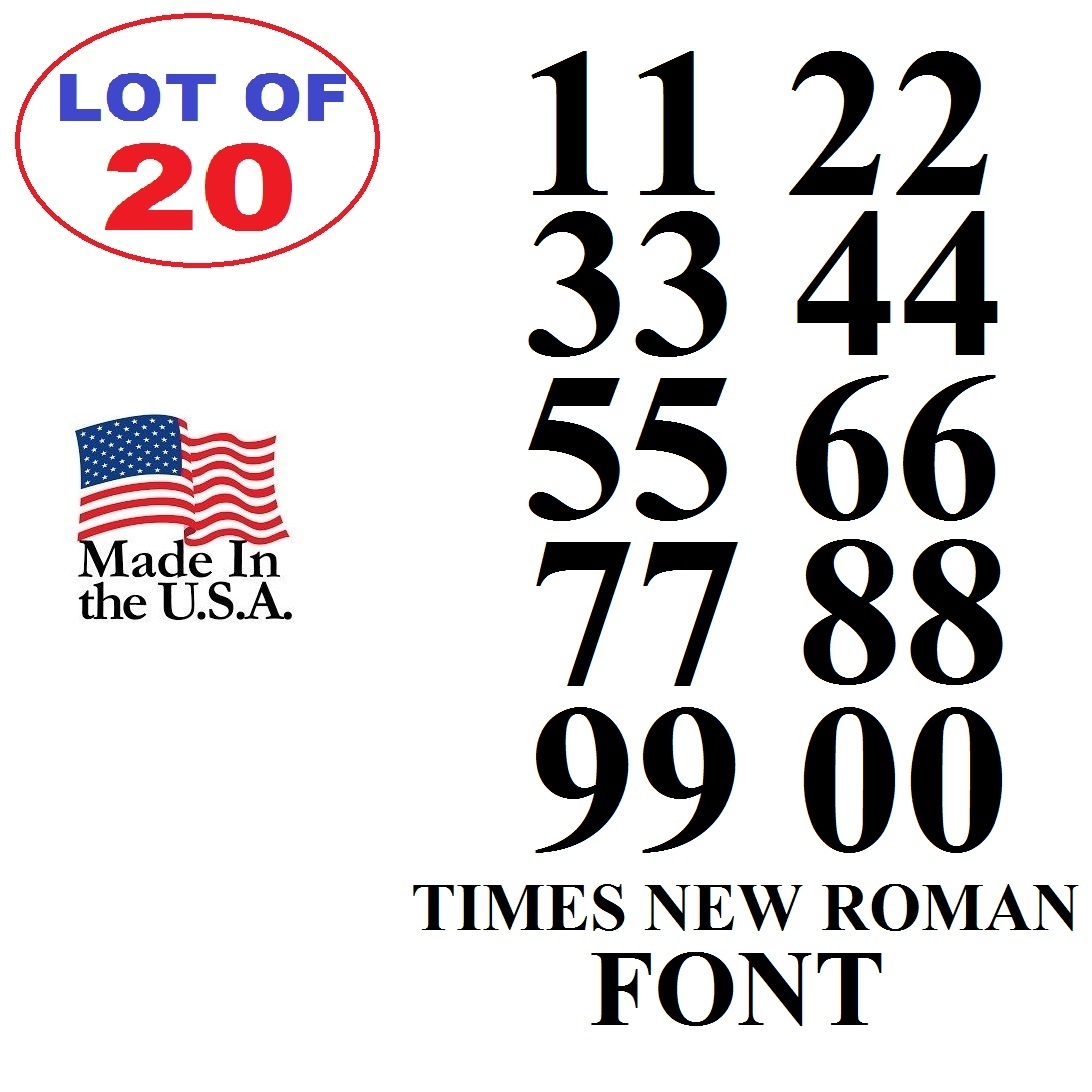 Lot of 20 White,Black Vinyl Street Address,Mailbox Number Decal Stickers TIMES N