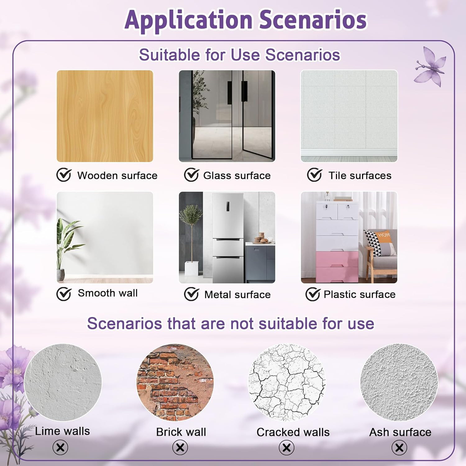 9-Piece Floral Wall Decals – Removable Vinyl Flower and Butterfly Stickers
