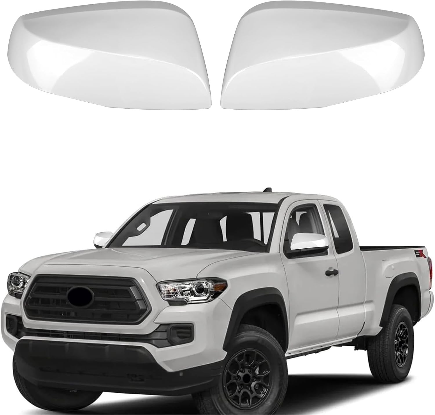 sportuli White Mirror Caps for 2016-2023 Toyota Tacoma TRD