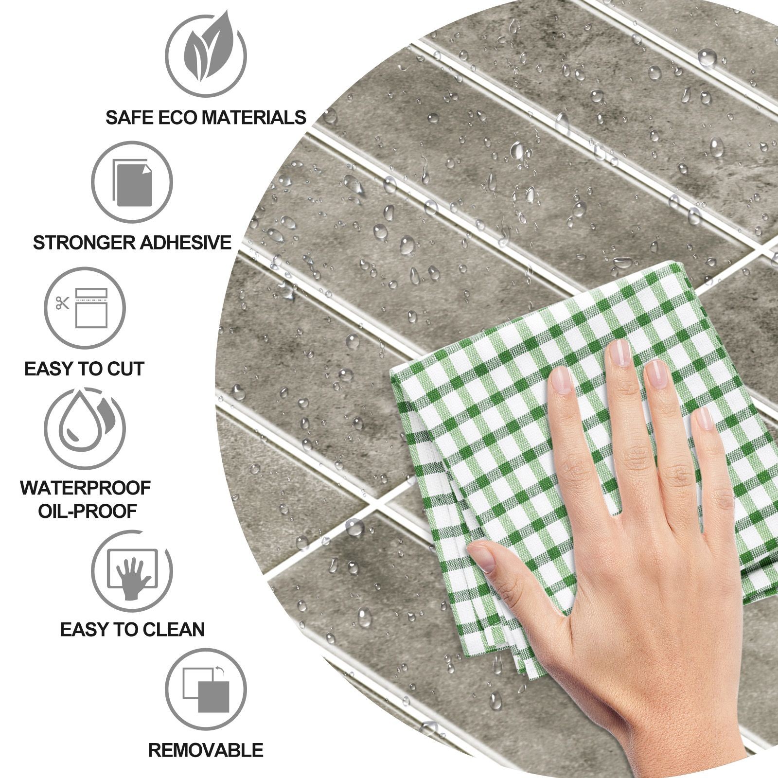 10 Pcs Peel and Stick Wall Tiles 12×12" Vintage Subway for Kitchen Bathroom NEW