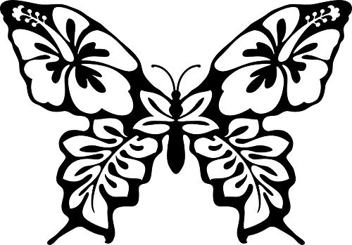 CMI DD043 Flower Butterfly Decal Sticker | 6.5-Inches By 5.5-Inches | Premium
