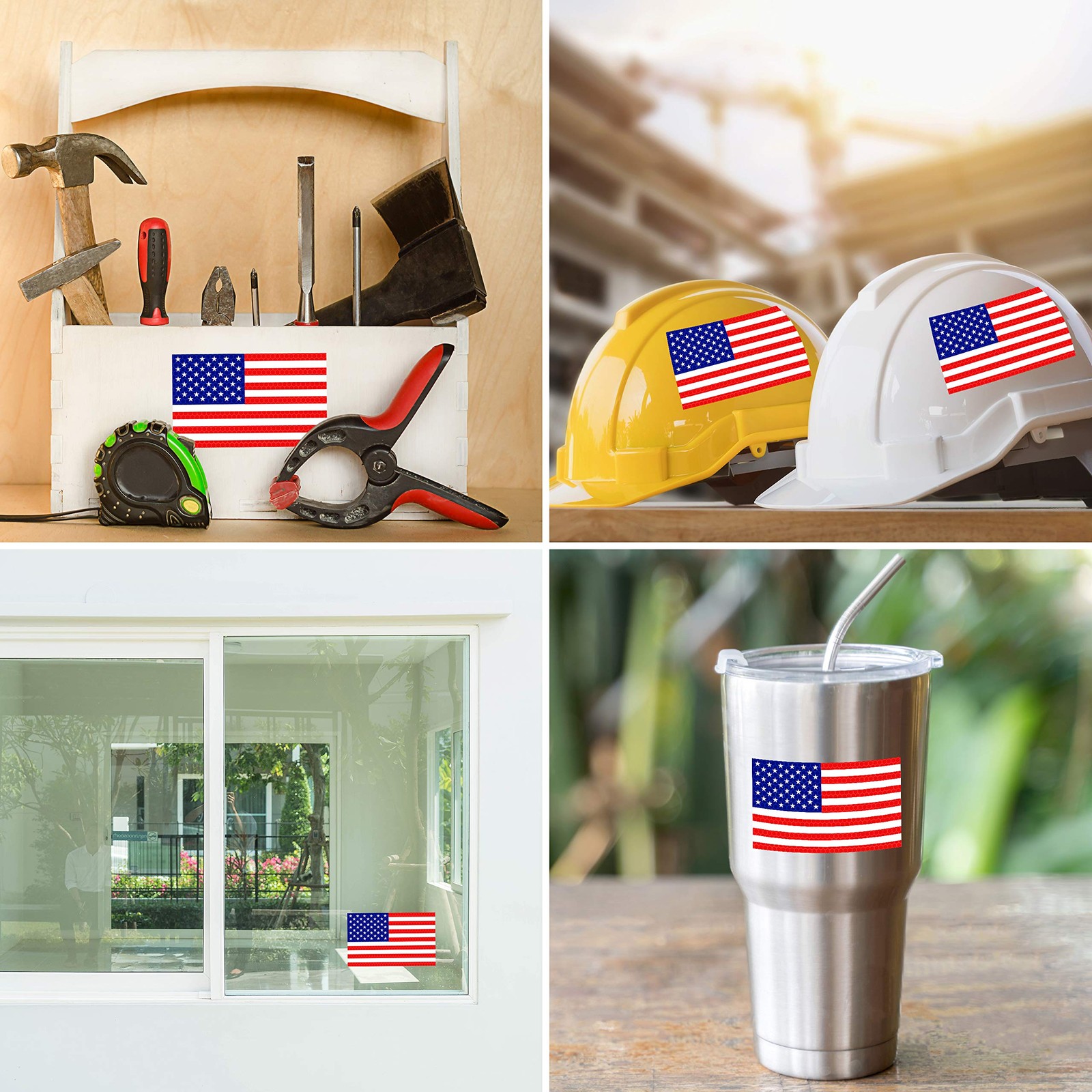 3PC Reflective American Flag Sticker – 5×3 Inches – American Flag Decal Stick…