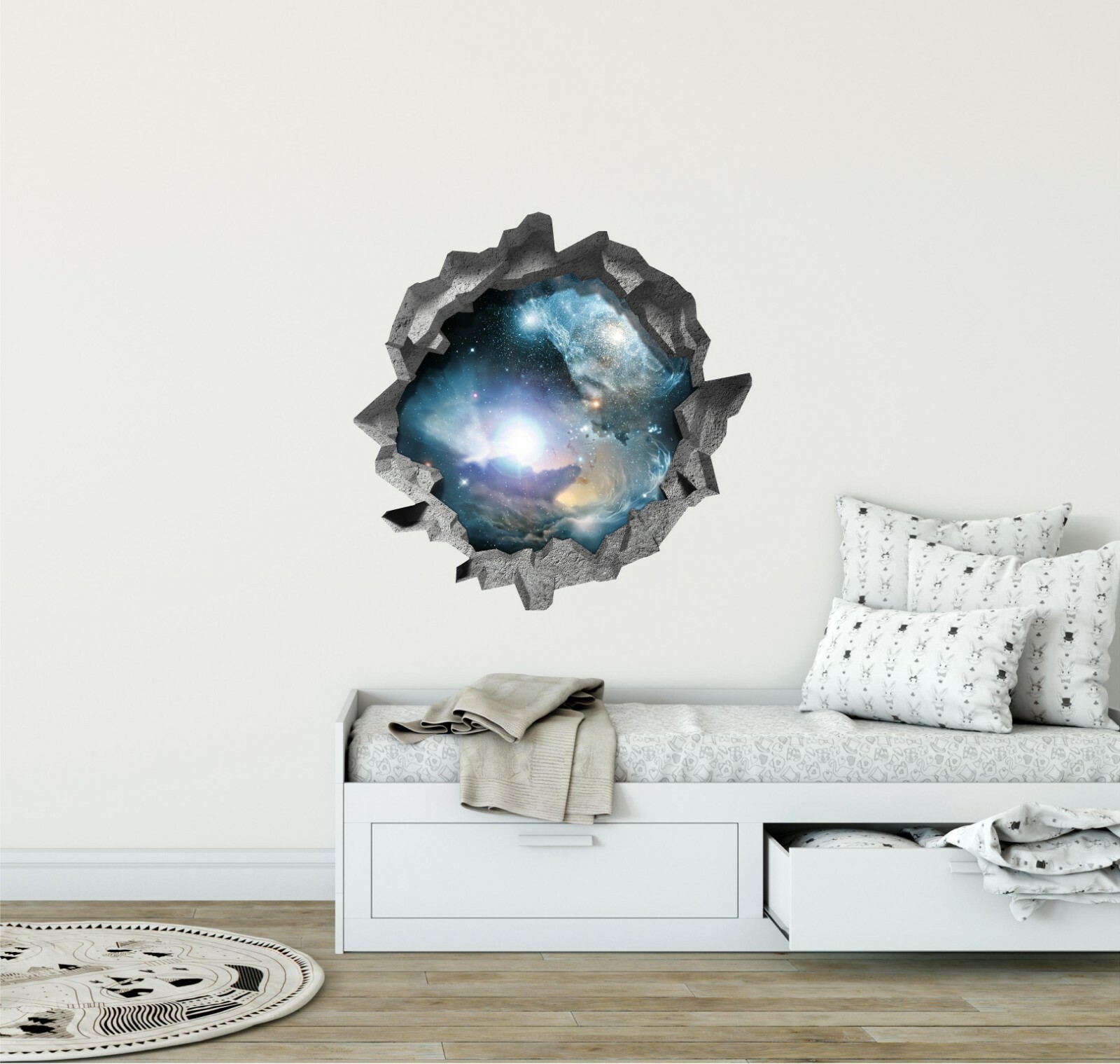 Hole in the Wall Nebula & Stars 3D Wall Decal Space Galaxy Vinyl Wall Sticker