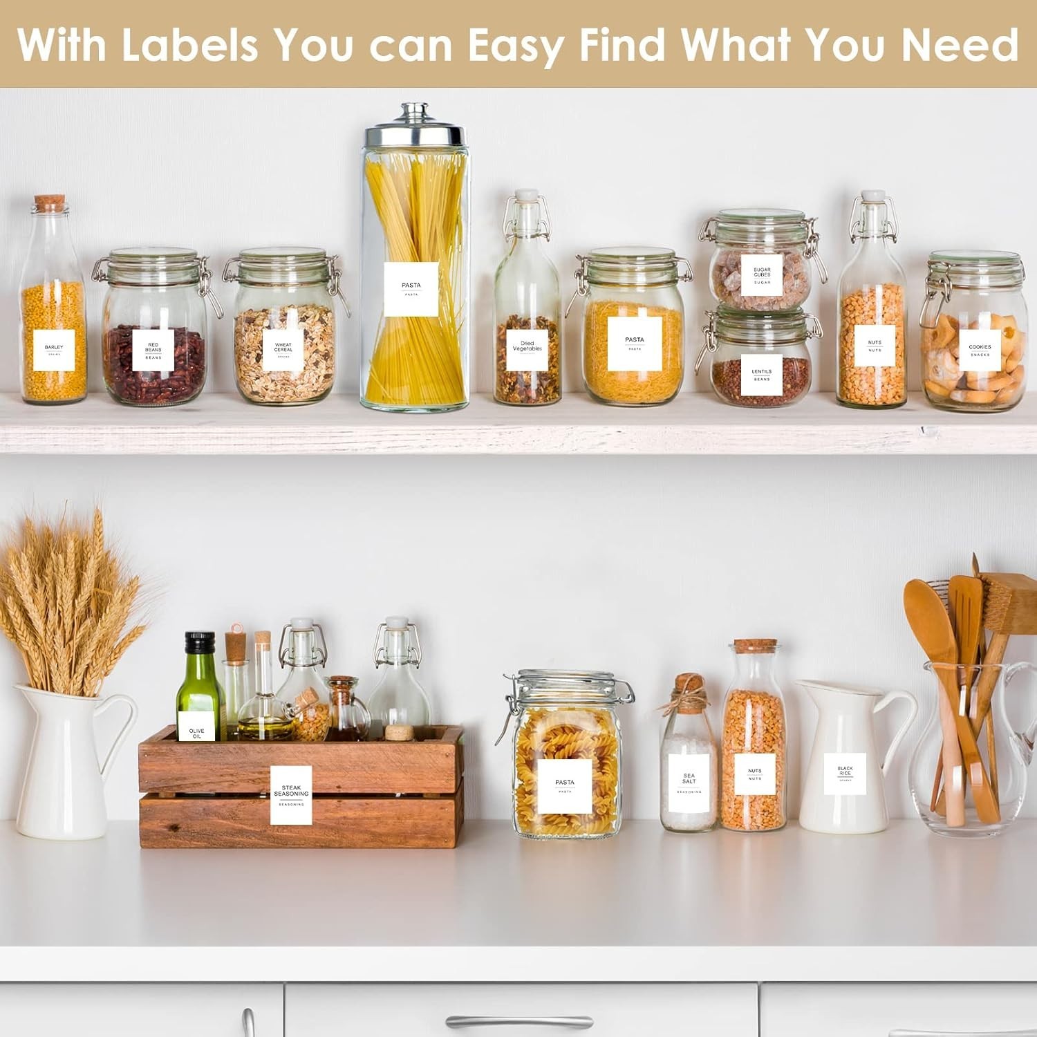 434 Pcs Minimalist Waterproof Kitchen Labels – Perfect for Home Organization