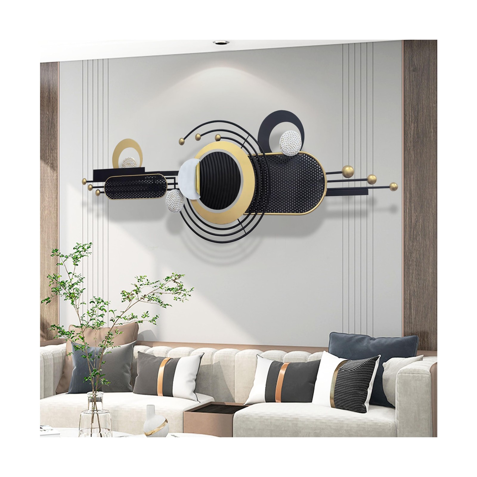 Wall Art ,Modern Creative Geometric Circular Metal Wall Sculptures, 58"×18"