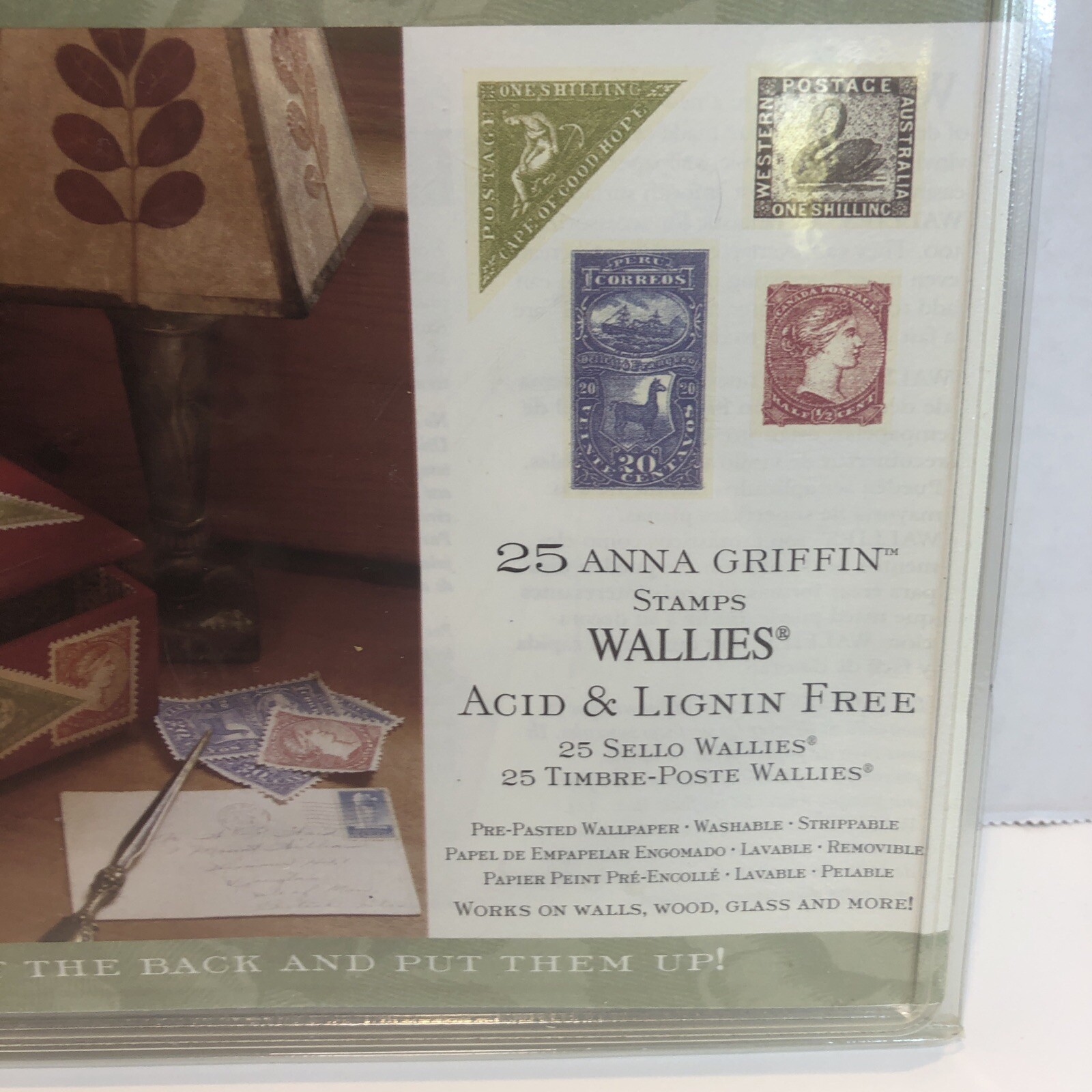 Wallies Anna Griffin Stamps 25 piece Pre Pasted Wallpaper Cutouts Decals