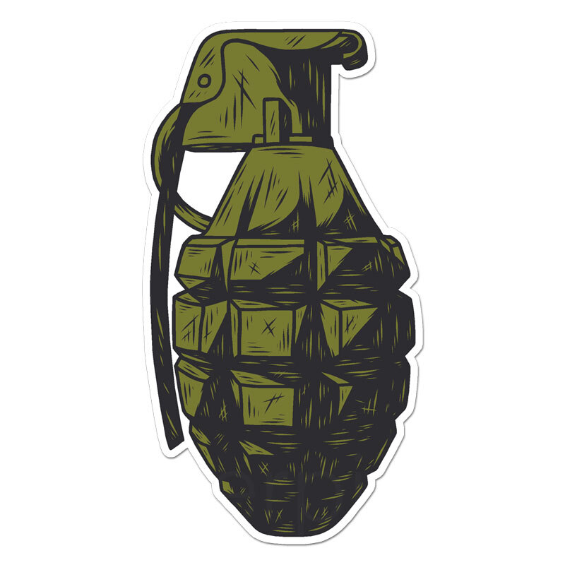 Military Grenade, Vinyl Decal Sticker, Indoor Outdoor, 3 Sizes, #11484