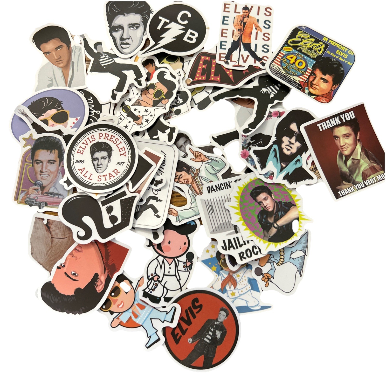 Lot Of 41 ELVIS PRESLEY 1 1/2" to 3" Band Logo Stickers