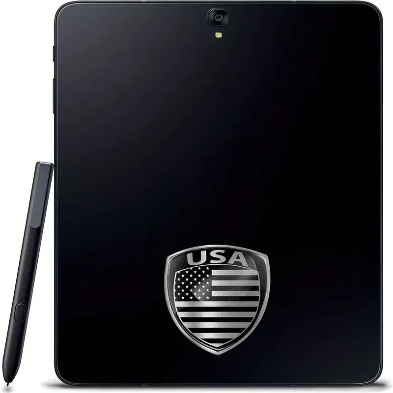 American flag 3D Sticker Dome America Silvery Black Flag Silicone Stickers 2pk