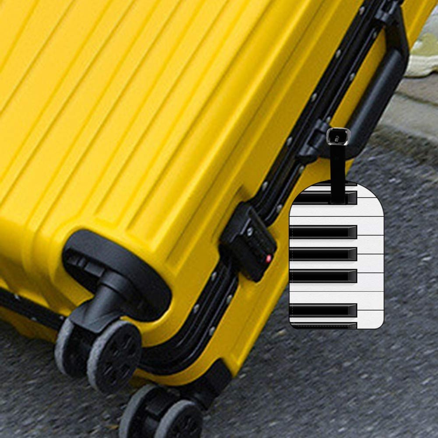 Nicokee Piano Keys-Music Leather Luggage ID Tag White Black Travel Bag Label …