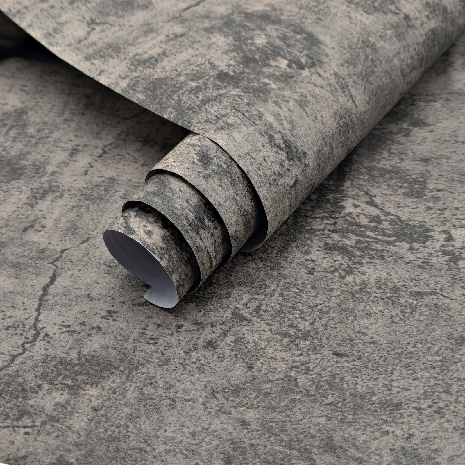 16"×118" Thick Light Brown Grey Concrete Contact Paper Waterproof Gray Concre…