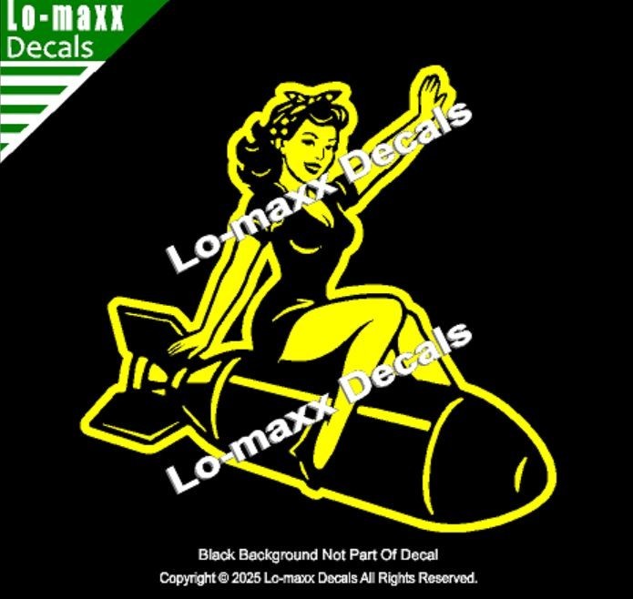 WW II Hot Sexy Girl Bomb Nose Art Decal Die Cut Vinyl Sticker Multi Size/Color