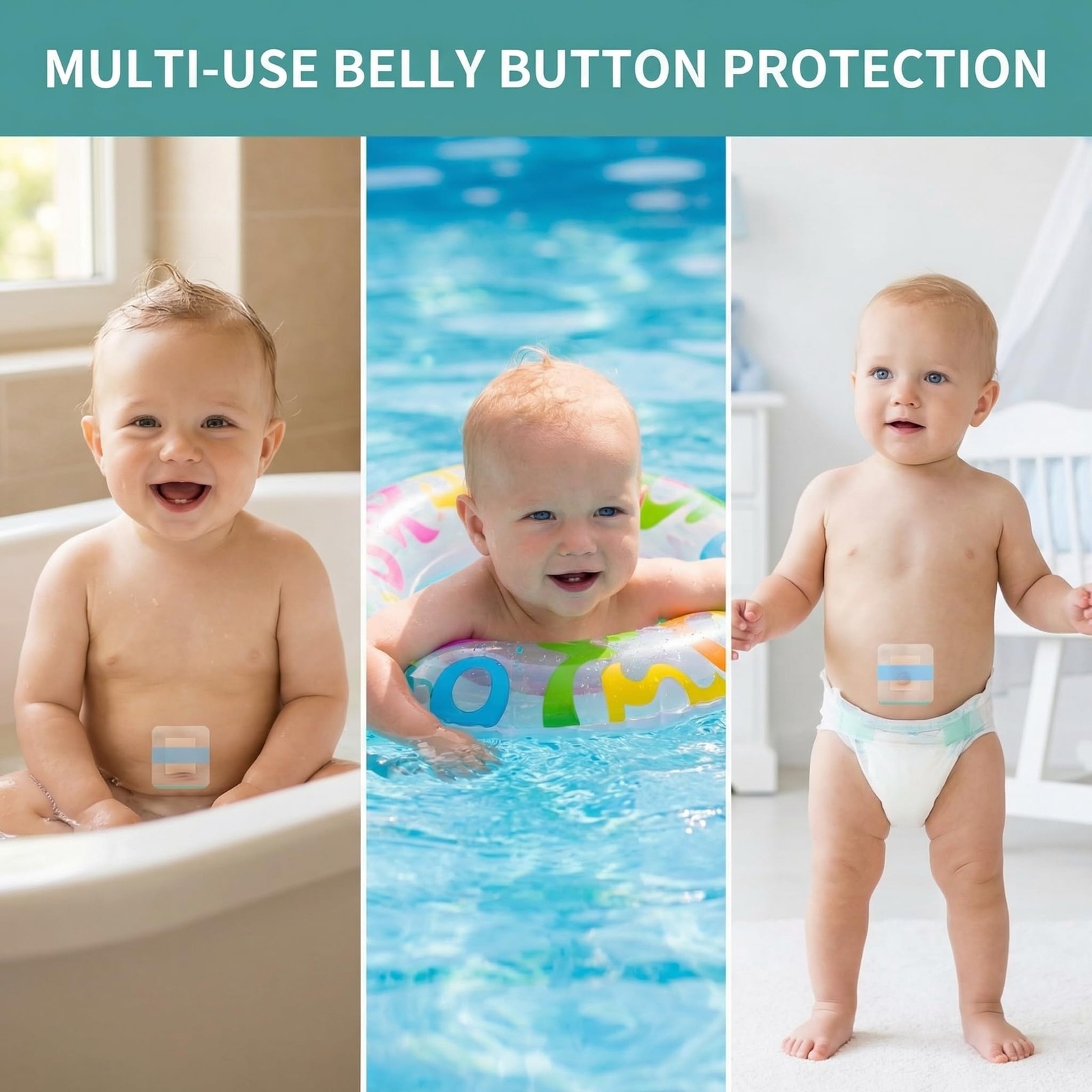 50pcs Waterproof Navel Stickers Baby Swimming Bath Shower Navel Patches Belly…