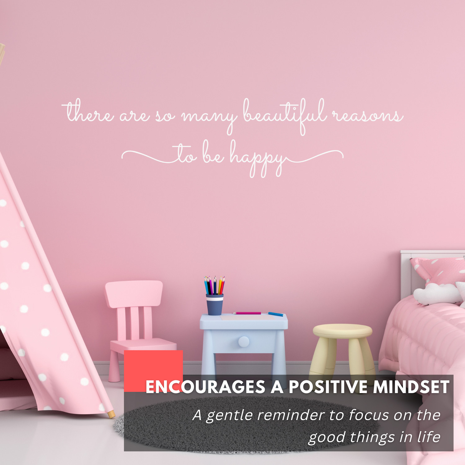 Beautiful Reasons to be Happy Inspirational Wall Decal Sticker Vinyl Quote
