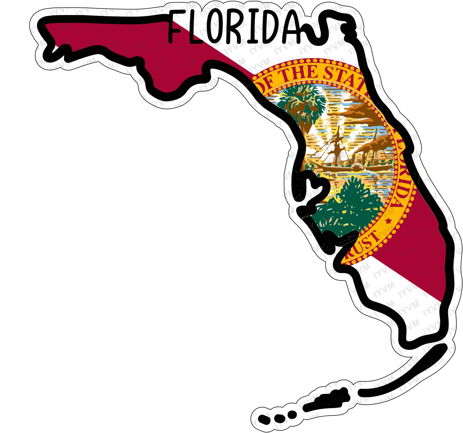 State of Florida Flag Map Sticker Decal USA Florida State