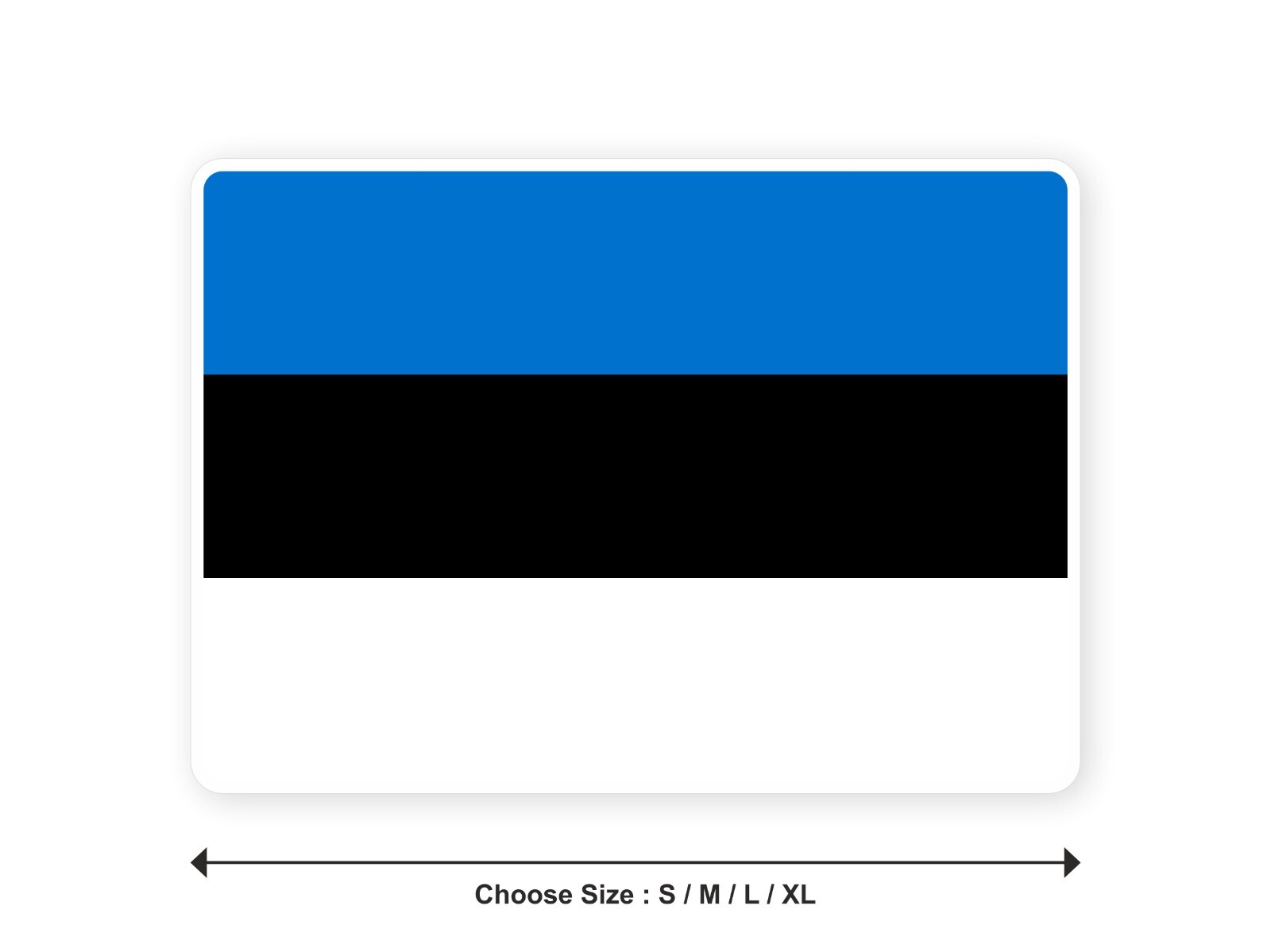 Sticker flag ESTONIA Estonian 3,9′′(S) -11′′(XL) decal white border