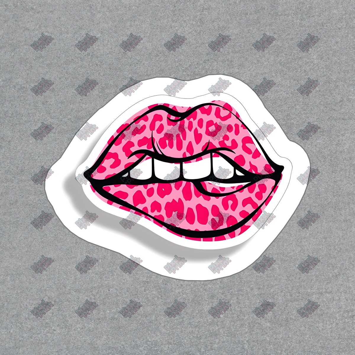 Stylish Pink Leopard Lips Vinyl Sticker Trendy Decal for Laptops, #897581