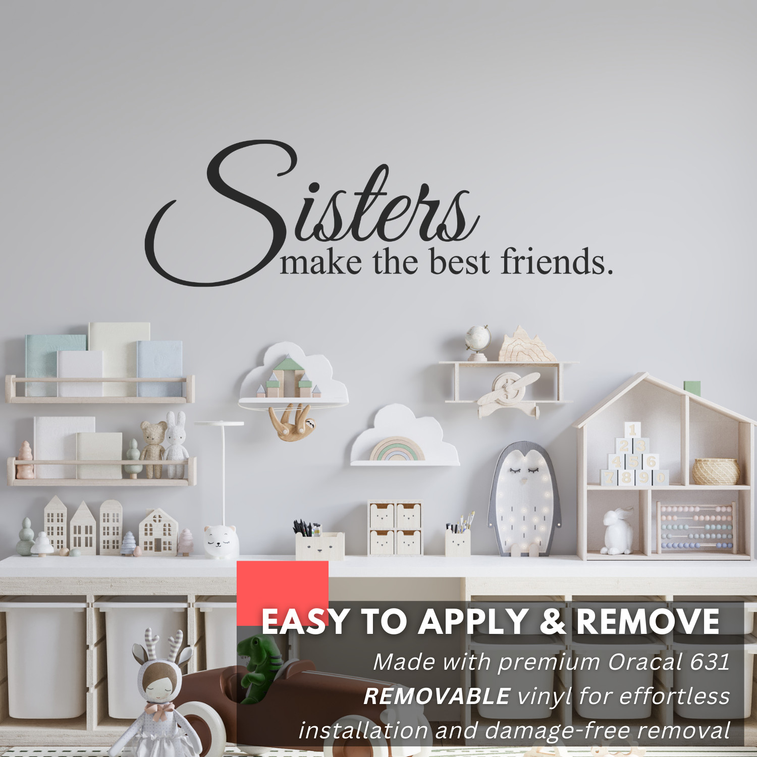 Sisters Inspirational Wall Decal Sticker Quote Home Vinyl Art Decor Girls Room