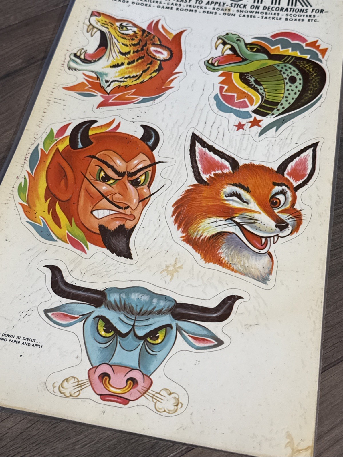 Vintage 1960s 1970s NOS Decal Metercord Sport-Stik Novelty 5 Stickers on Sheet