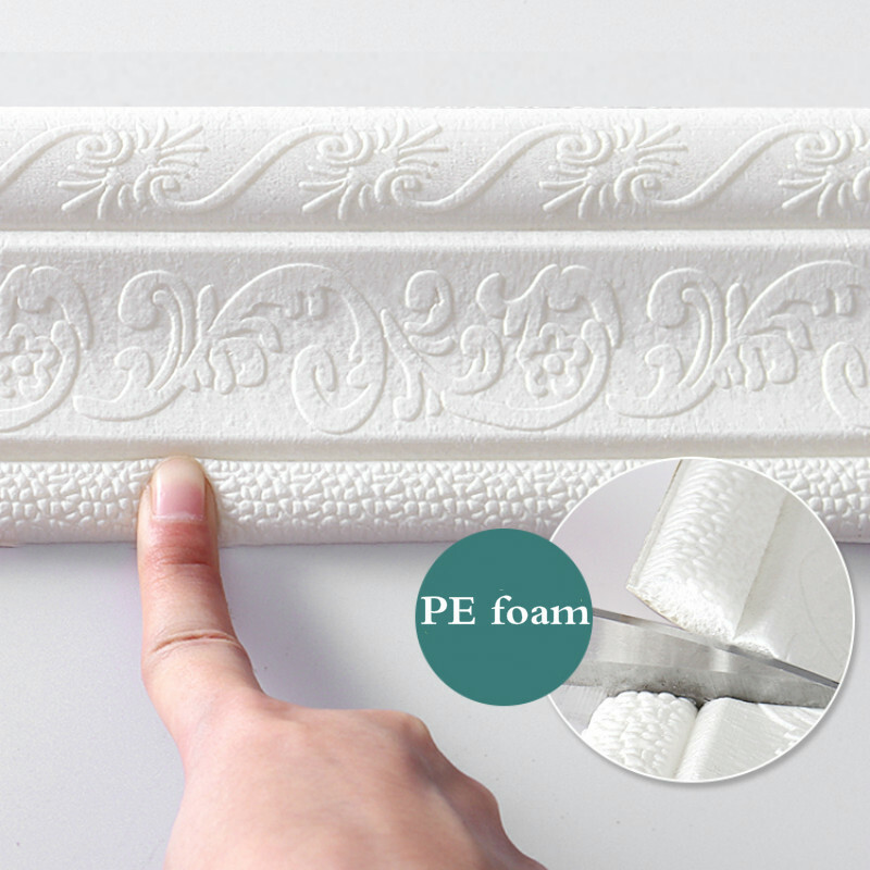 2.3M Baseboard Stickers Self-adhesive Wall Edge Corner Foam Waistline Sticker