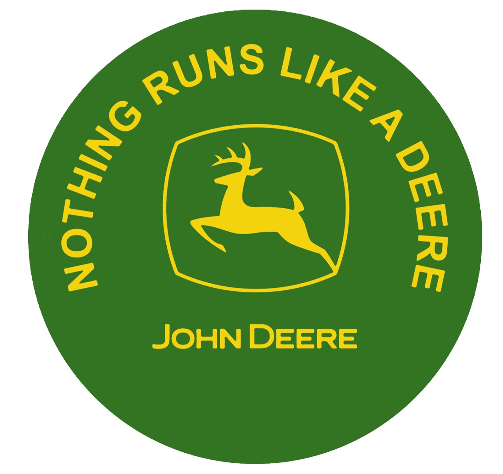 John Deere Tractor Logo type w/ name Monogram die-cut Round STICKER