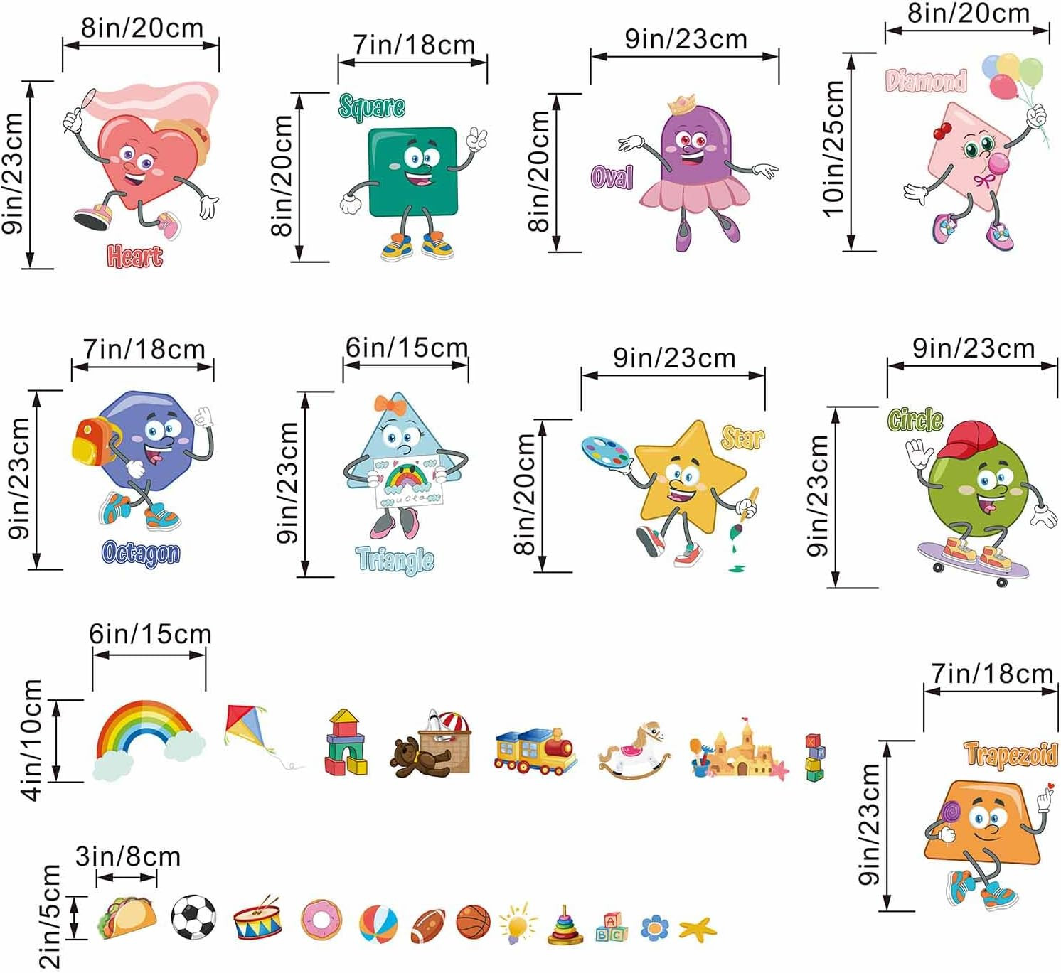 Kids Shapes Educational Wall Decals – Enlighten Learning Geometry Wall Stickers